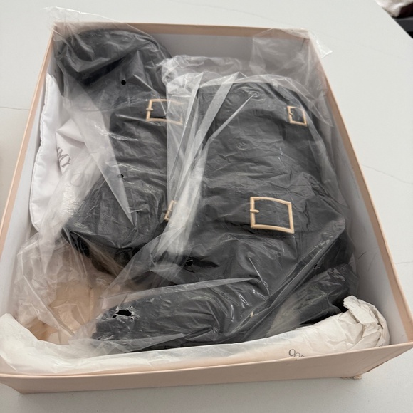 Jimmy Choo DART Black Leather Mid Calf Distressed Boots Block Heel - Picture 2 of 11